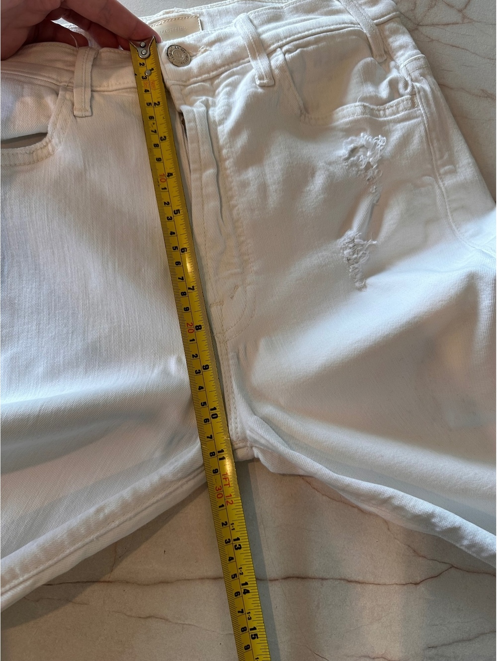 MOTHER The Hustler Ankle Fray Jeans In Tea and Biscuits White Wash Women’s sz 27 - Picture 12 of 15
